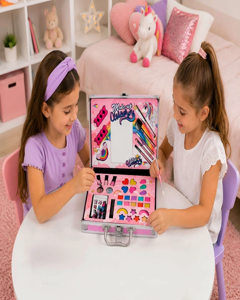 SET DE MAQUILLAJE PARA NIÑAS MALETIN RIGIDO DE UNICORNIO 40 PZS - 1