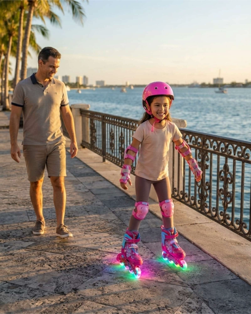 SET DE PATINES ROLLER CON LUCES EN RUEDAS MAS KIT DE SEGURIDAD TALLA S - 4