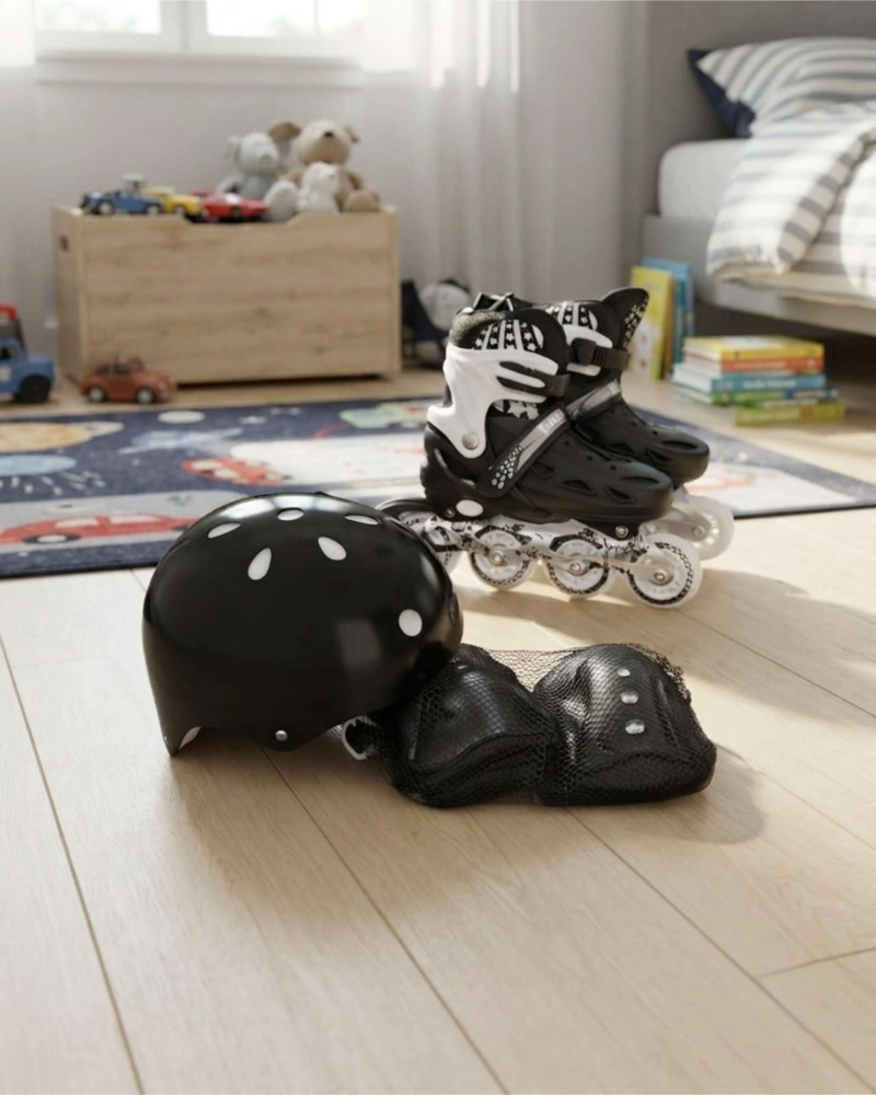 KIT DE PATINES EN LINEA RUEDAS CON LUCES MAS CASCO Y PROTECCIONES TALLA M - 3