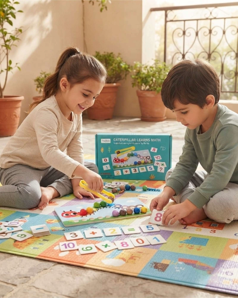 TABLERO DE MADERA EDUCATIVO ORUGA MATEMATICA PARA NIÑOS - 1