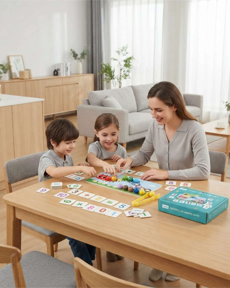 TABLERO DE MADERA EDUCATIVO ORUGA MATEMATICA PARA NIÑOS - 2