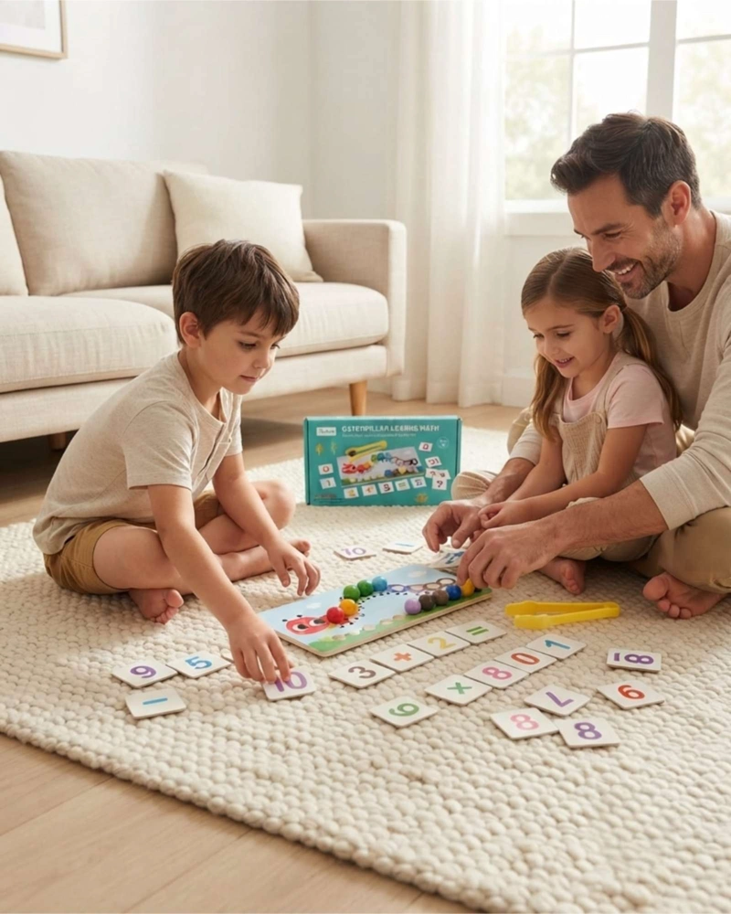 TABLERO DE MADERA EDUCATIVO ORUGA MATEMATICA PARA NIÑOS - 3