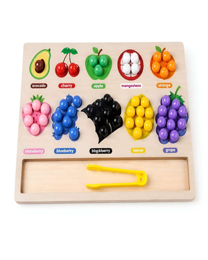TABLERO DIDACTICO DE ENCAJE Y CONTEO FRUTAS MADERA INFANTIL - 6