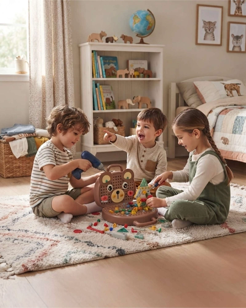 JUEGO DE ENCAJE Y CONSTRUCCION 3D INFANTIL CON TALADRO ELE CTRICO - 1