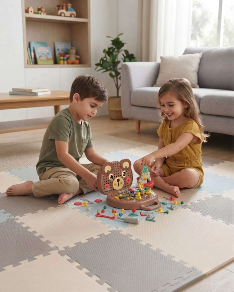 JUEGO DE ENCAJE Y CONSTRUCCION 3D INFANTIL CON TALADRO ELE CTRICO - 3
