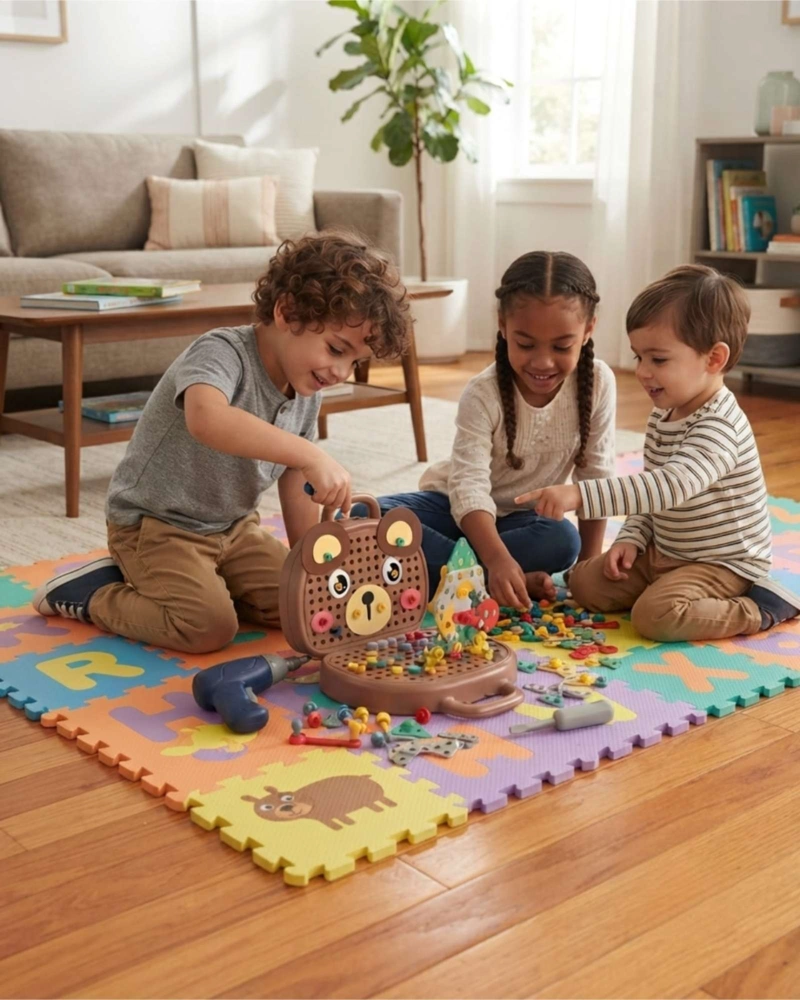 JUEGO DE ENCAJE Y CONSTRUCCION 3D INFANTIL CON TALADRO ELE CTRICO - 4