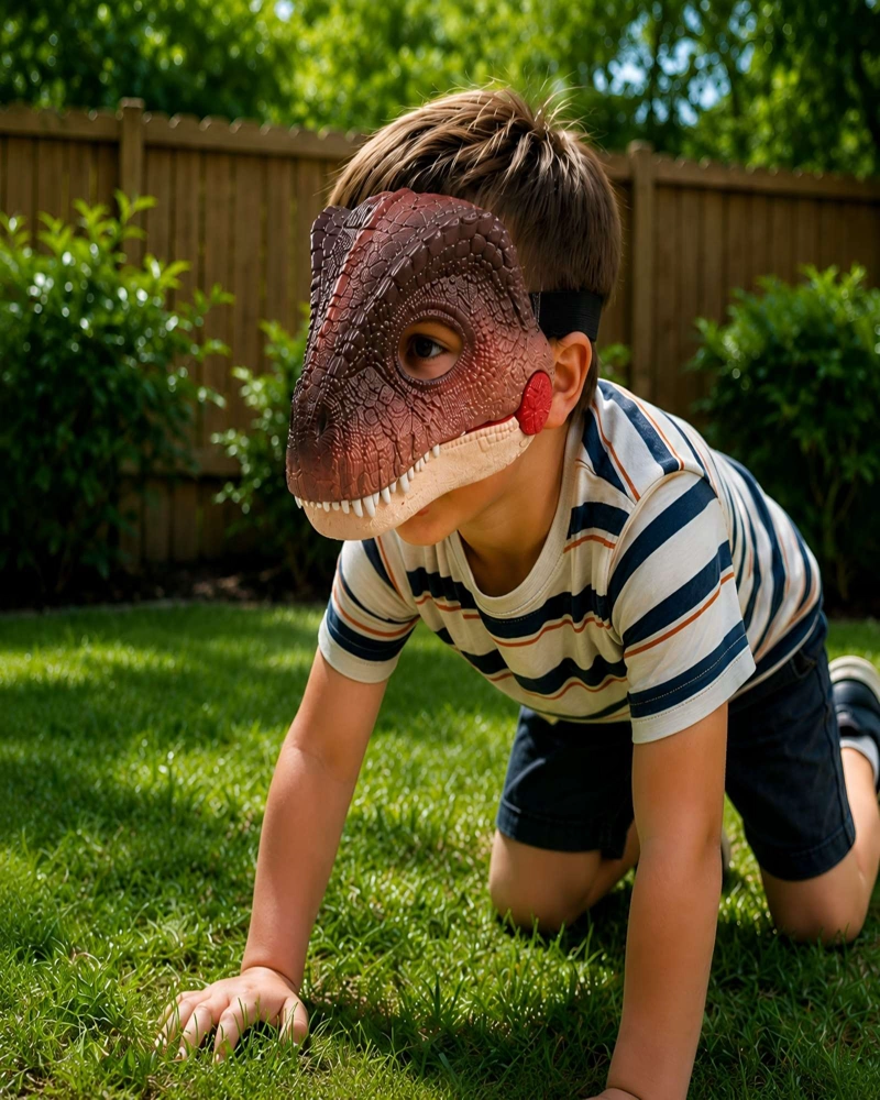 MASCARA DE DINOSAURIO PARA NIÑOS CON SONIDO Y MANDIBULA MOVIL - 5
