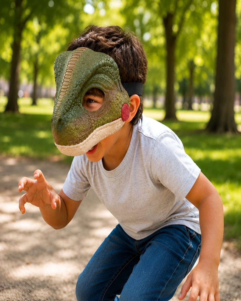 MASCARA DE DINOSAURIO PARA NIÑOS CON SONIDO Y MANDIBULA MOVIL - 4