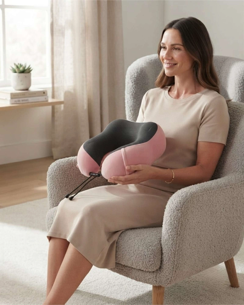 COJIN CERVICAL DE VIAJE ERGONOMICO EN FORMA DE U CON SOPORTE 360° - 1