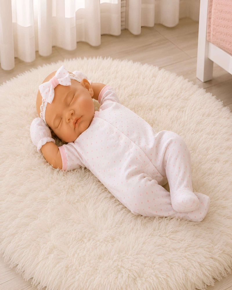 MUÑECA BEBE  REBORN DURMIENTE CON ROPA Y ACCESORIOS 45 CM - 1