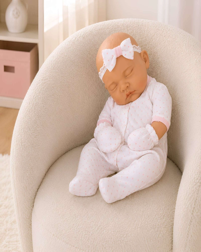 MUÑECA BEBE  REBORN DURMIENTE CON ROPA Y ACCESORIOS 45 CM - 4