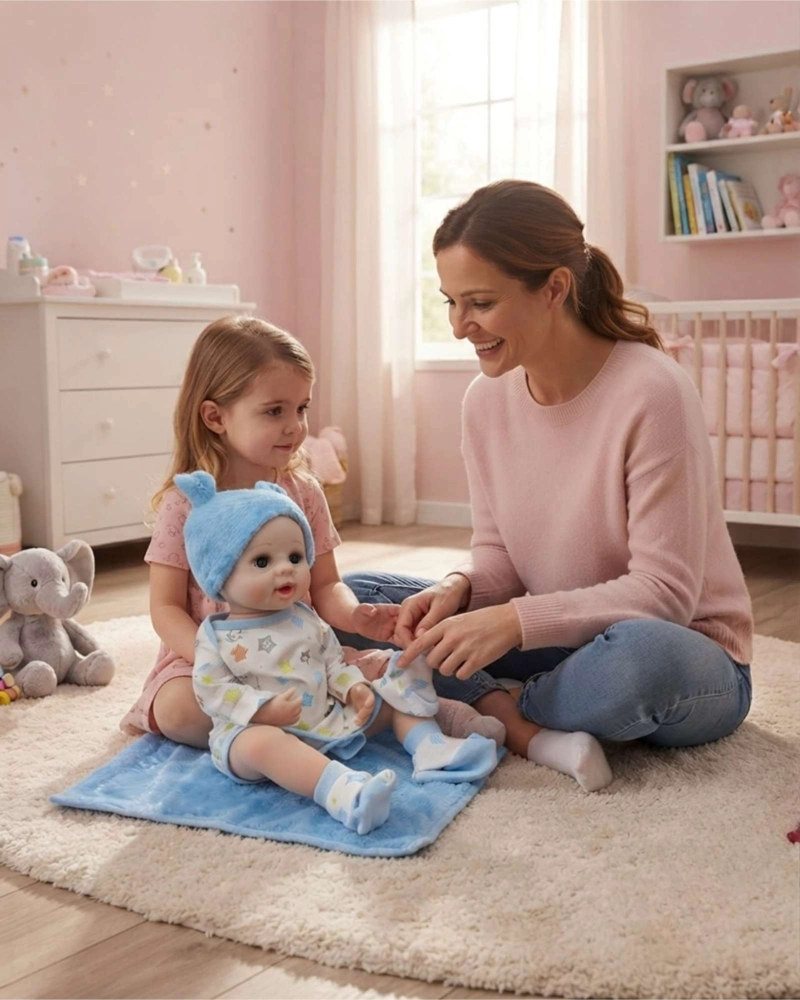 BEBE  REBORN REALISTA NIÑO SILICONA COMPLETA ROPA AZUL 55 CM - 2
