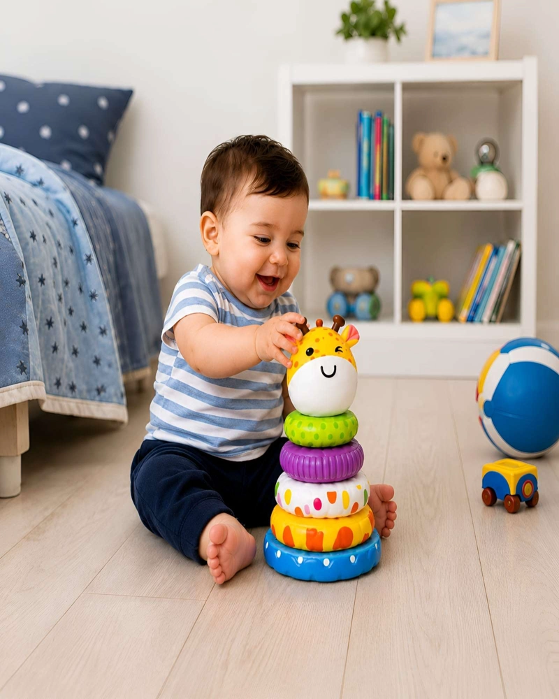 JIRAFA APILABLE DE ACTIVIDADES: TORRE DE APRENDIZAJE Y JUEGO PARA BEBE S - 3
