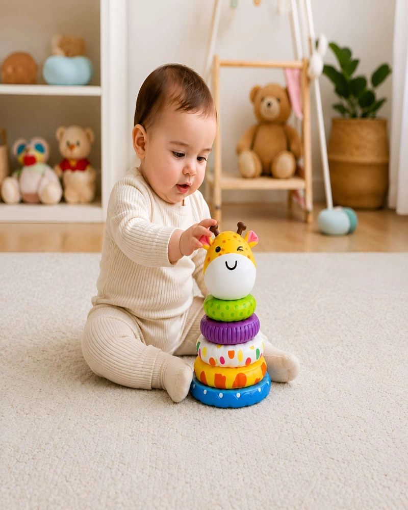 JIRAFA APILABLE DE ACTIVIDADES: TORRE DE APRENDIZAJE Y JUEGO PARA BEBE S - 4