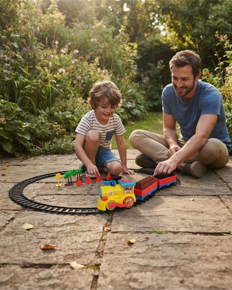 TREN DE JUGUETE ELECTRICO CON VAPORIZADOR Y ACCESORIOS PARA NIÑOS - 4