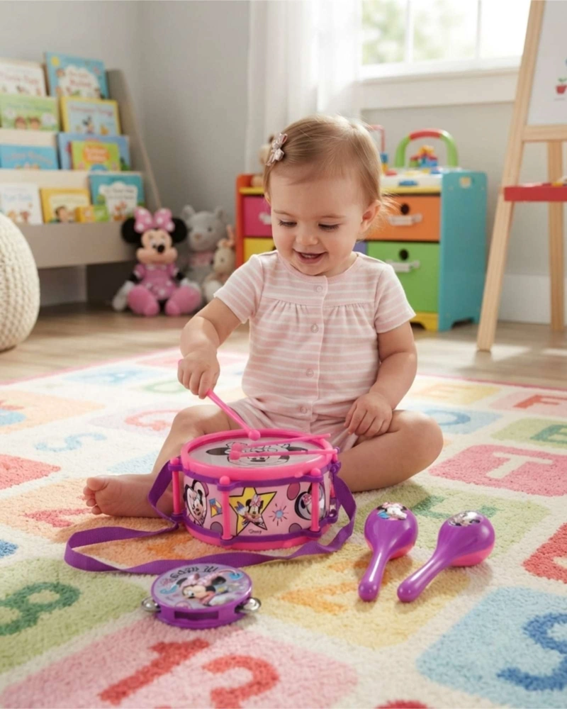 TAMBOR MUSICAL DE JUGUETE CON SONIDOS SUAVES MINNIE MOUSE - 1