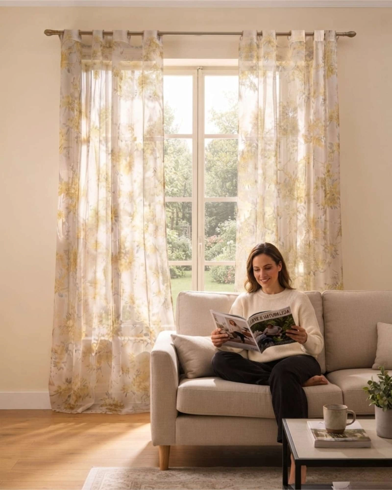SET DE 2 VISILLOS 140X230 CM CORTINA TRANSLUCIDA PARA DORMITORIO Y LIVING - 3