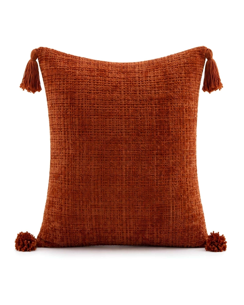PACK 4 FUNDAS DE COJIN TEXTURA CHENILLE CON POMPONES - 6
