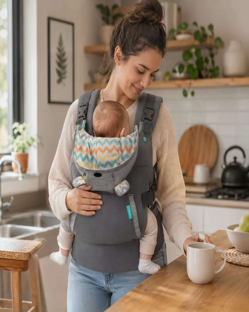 PORTABEBE  ERGONOMICO CANGURO CON CAPUCHA DESMONTABLE HASTA 18KG - 3