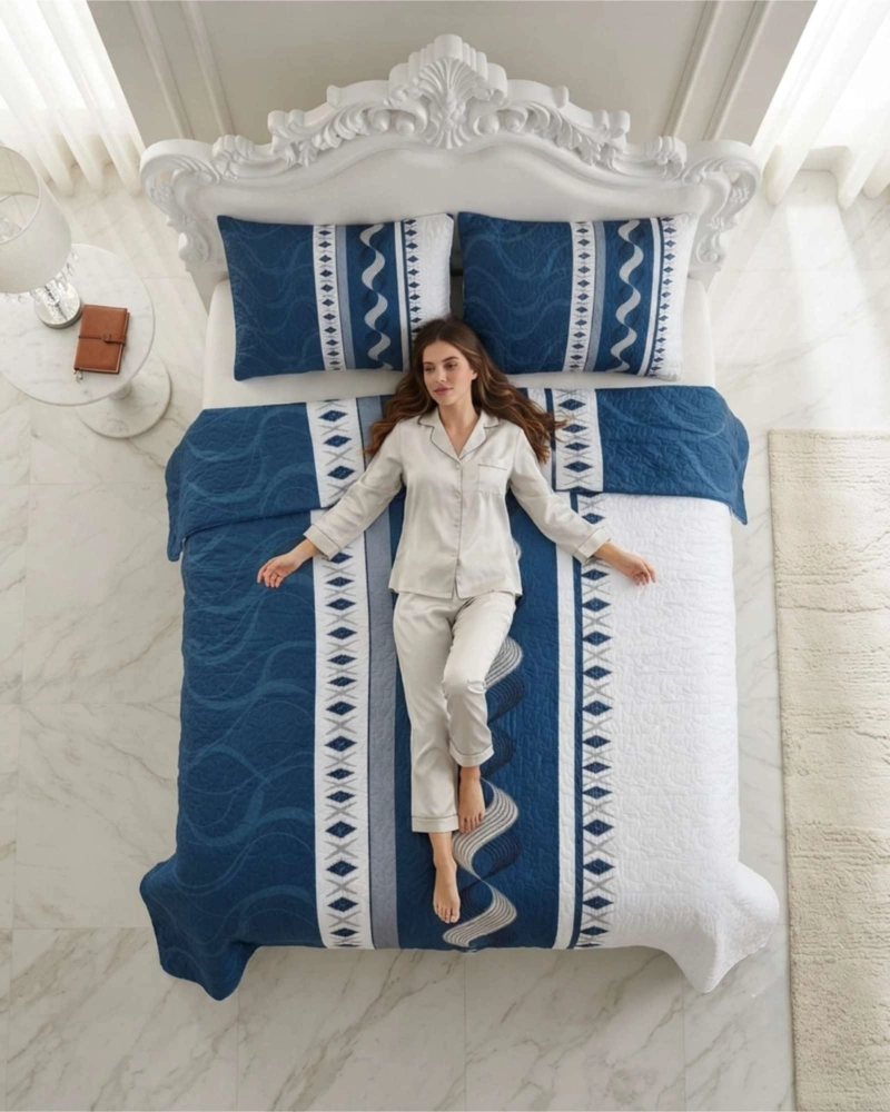 CUBRECAMA QUILT DE VERANO 2 PLAZAS MICROFIBRA ULTRA LIVIANO + 2 FUNDAS - 3