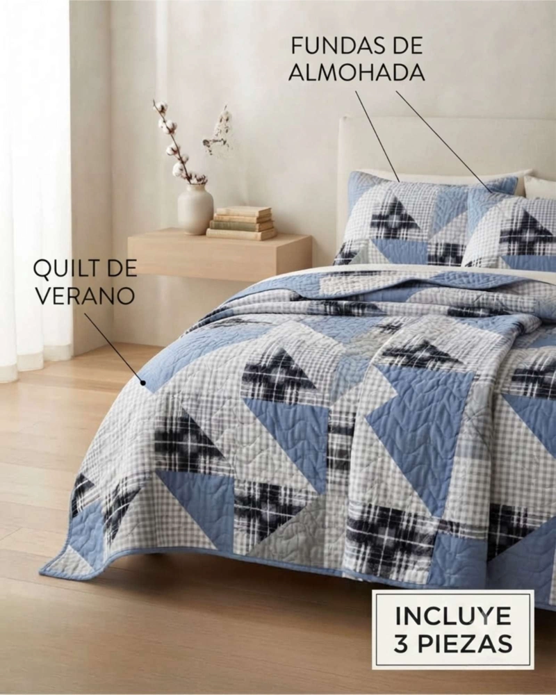 CUBRECAMA QUILT DE VERANO KING DELGADO ULTRA LIVIANO - 5