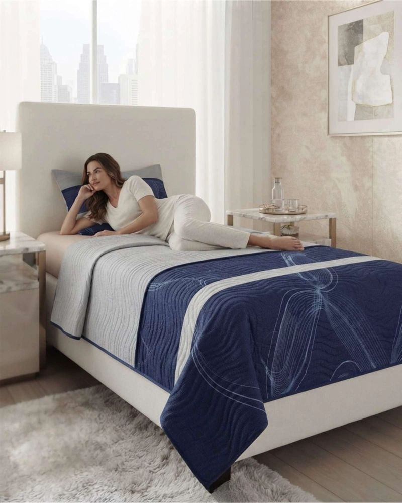 CUBRECAMA QUILT DE VERANO 1.5 PLAZAS MICROFIBRA ULTRA LIVIANO + 1 FUNDA - 3