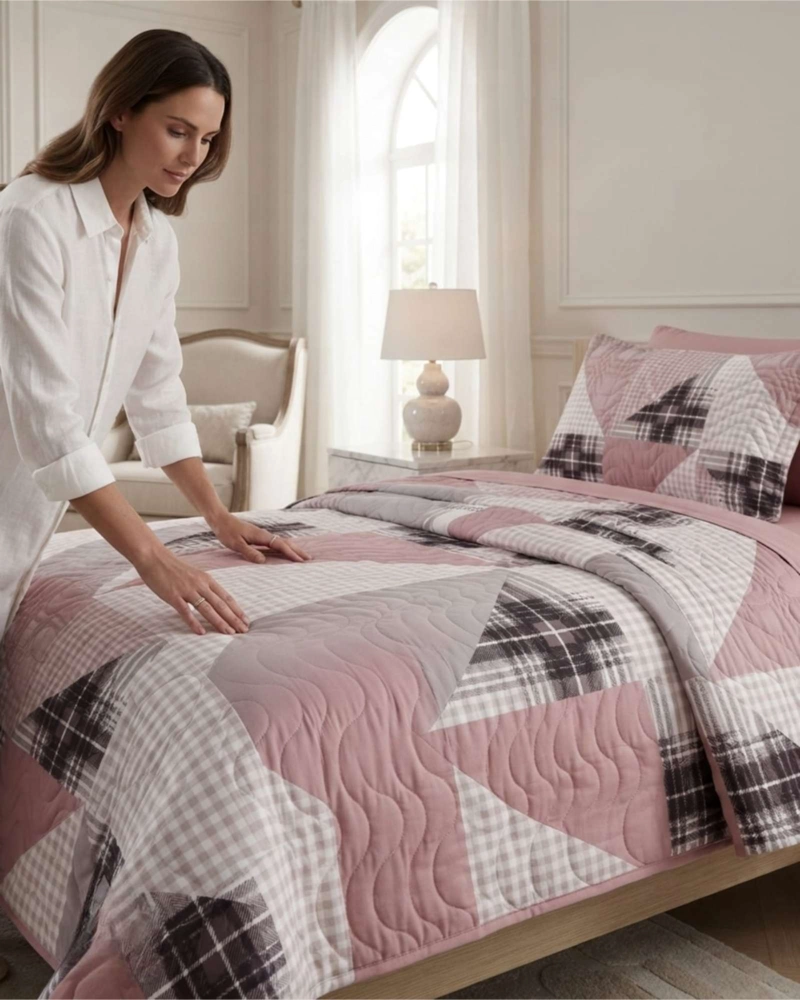 CUBRECAMA QUILT DE VERANO 1.5 PLAZAS DELGADO + 1 ALMOHADA - 3
