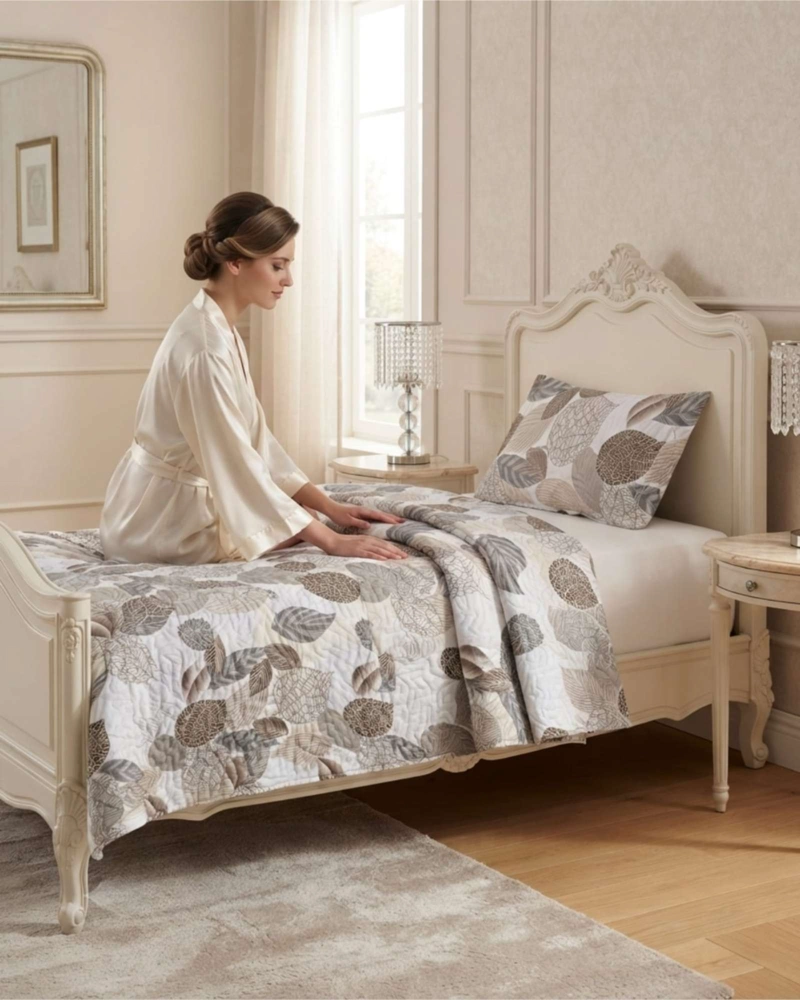 CUBRECAMA QUILT DE VERANO 1.5 PLAZAS DELGADO + 1 ALMOHADA - 4