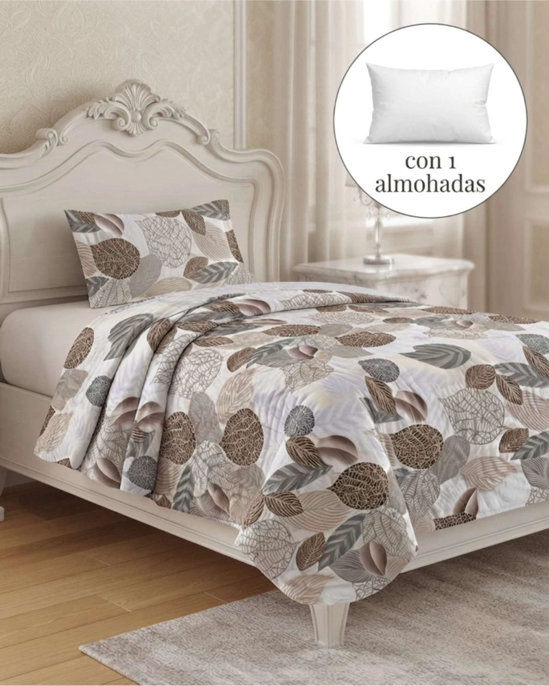 CUBRECAMA QUILT DE VERANO 1.5 PLAZAS DELGADO + 1 ALMOHADA - 5