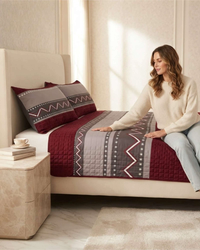 CUBRECAMA QUILT DE VERANO 2 PLAZAS MICROFIBRA ULTRA LIVIANO + 2 FUNDAS - 2