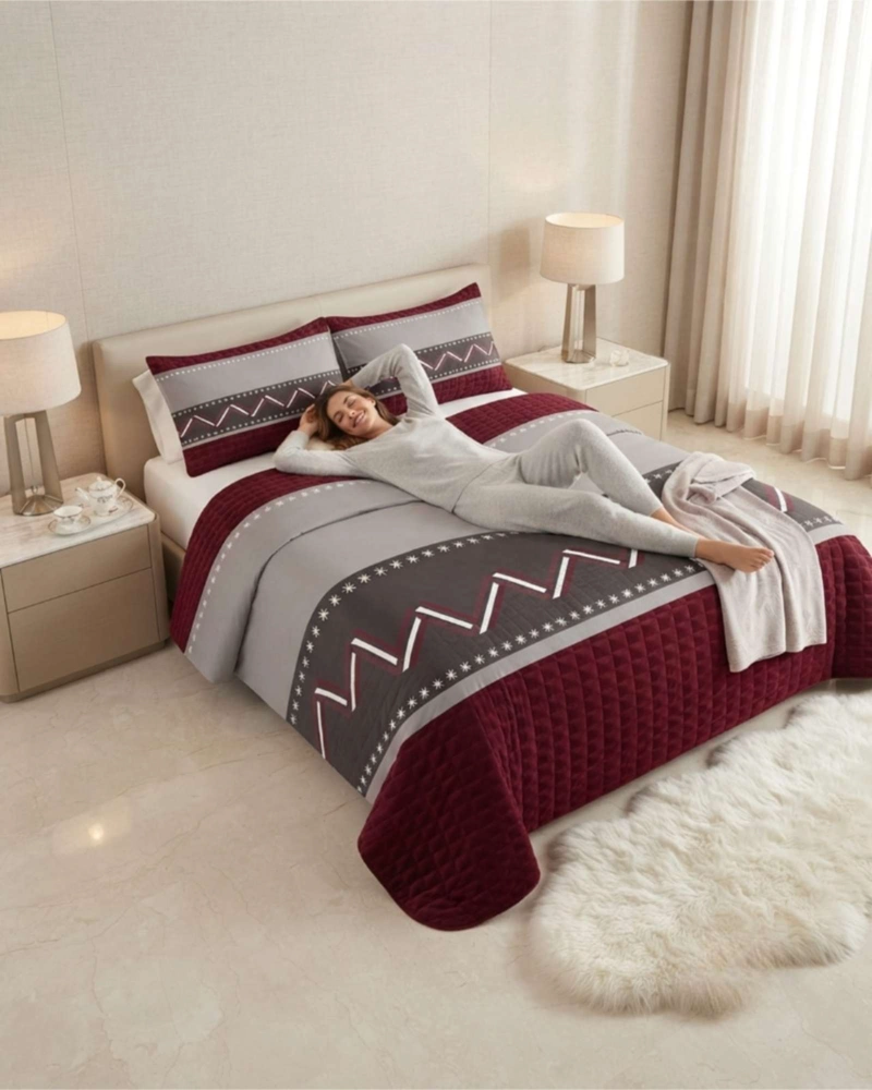 CUBRECAMA QUILT DE VERANO 2 PLAZAS MICROFIBRA ULTRA LIVIANO + 2 FUNDAS - 4