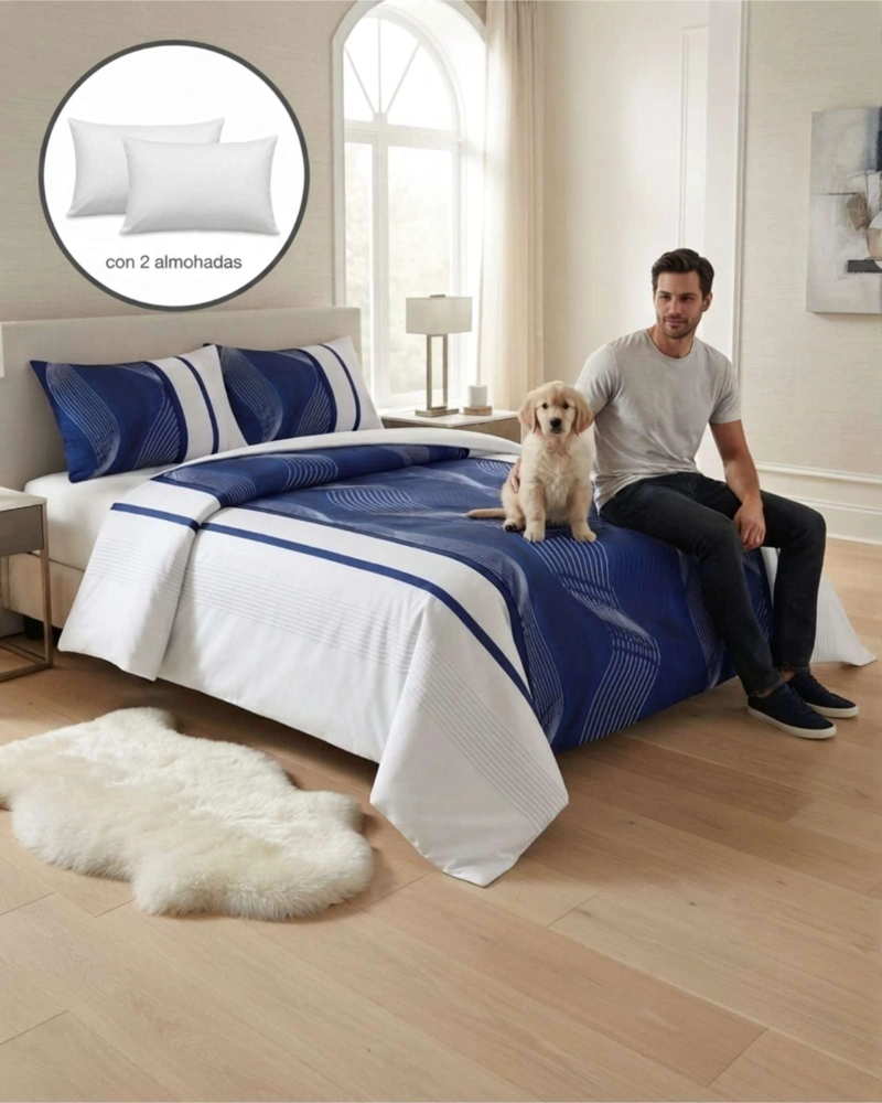 CUBRECAMA QUILT DE VERANO 2 PLAZAS DELGADO + 2 ALMOHADADAS - 4