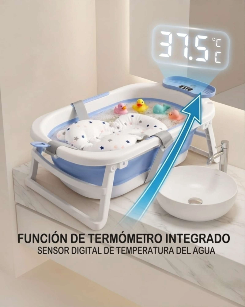BAÑERA PLEGABLE CON TERMOMETRO Y COJIN DE APOYO - 5