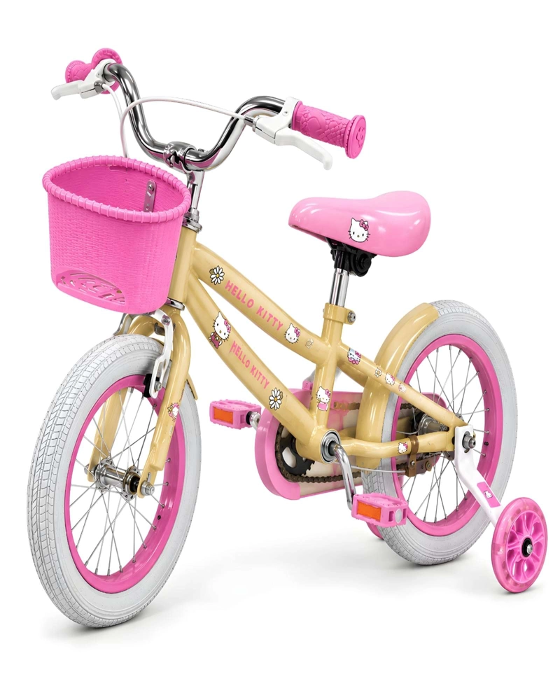 BICICLETA INFANTIL HELLO KITTY CON RUEDAS DE APOYO LED Y CANASTA - 7