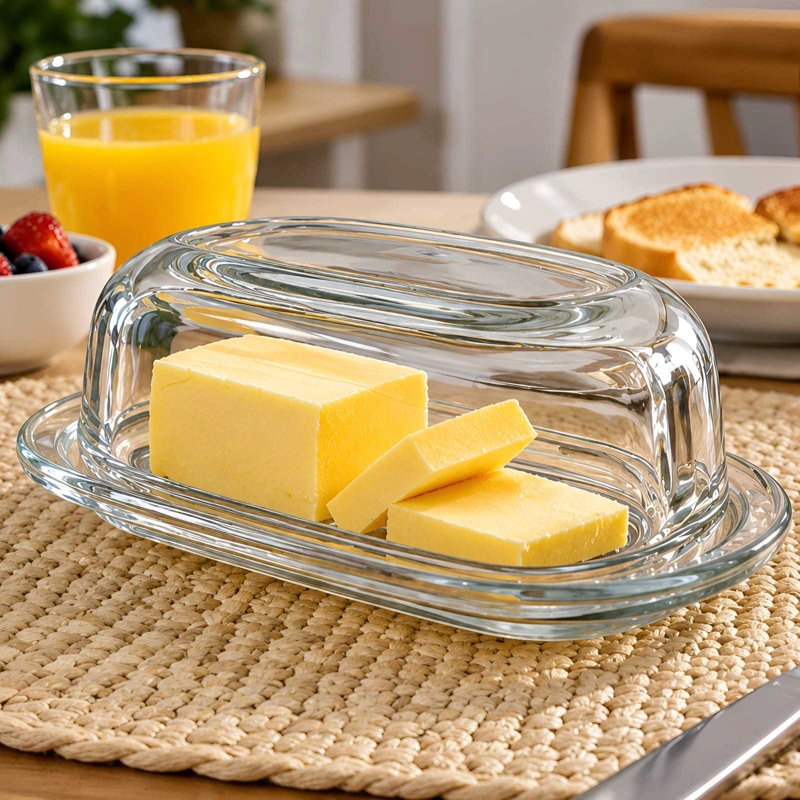 SET MANTEQUILLERO DE VIDRIO CON TAPA LIVERPOOL 20 CM - 1