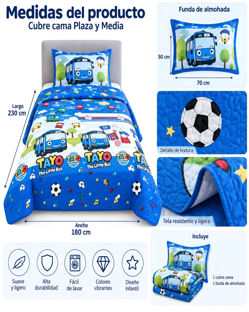 QUILT ACOLCHADO 1.5 PLAZAS 180X230 CM + FUNDA DE ALMOHADA - 5