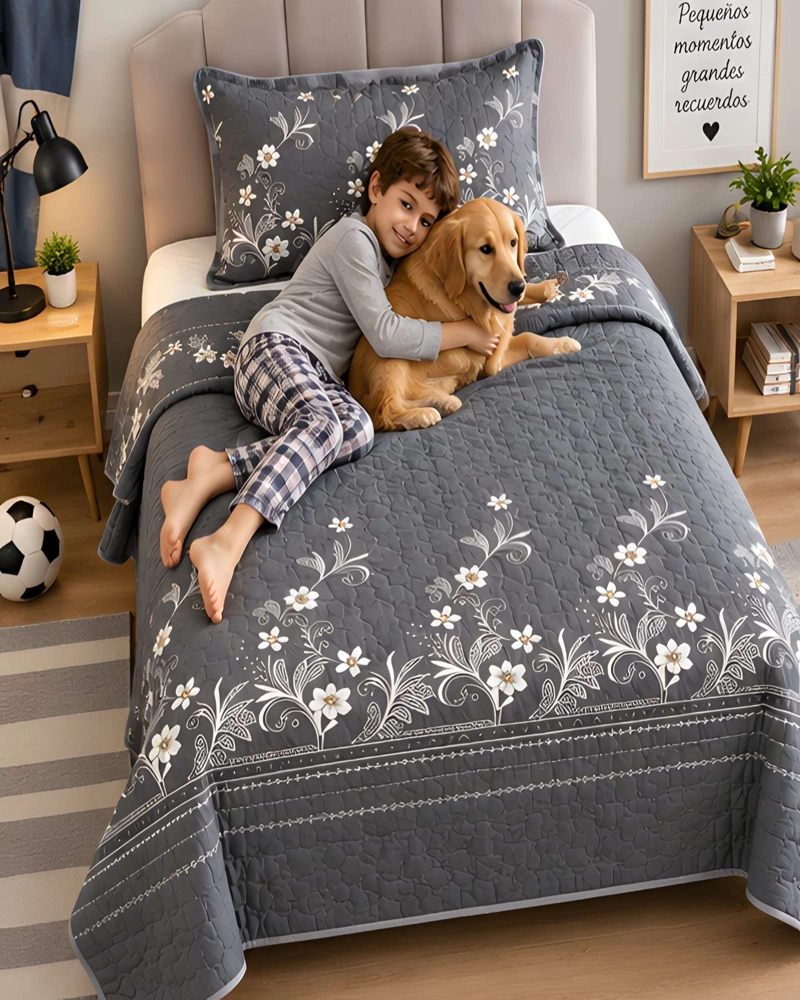 SET CUBRECAMA 1.5 PLAZAS 180X230 CM + ALMOHADA + FUNDA - 2