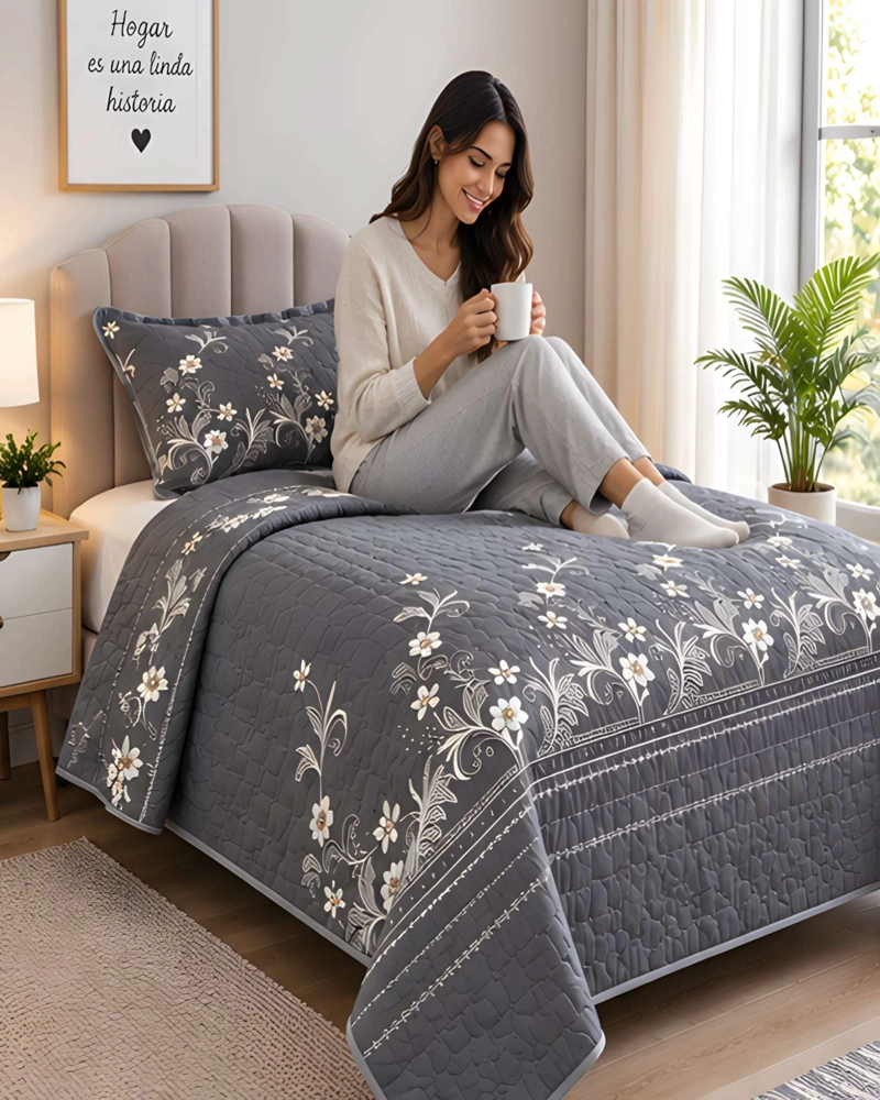 SET CUBRECAMA 1.5 PLAZAS 180X230 CM + ALMOHADA + FUNDA - 4
