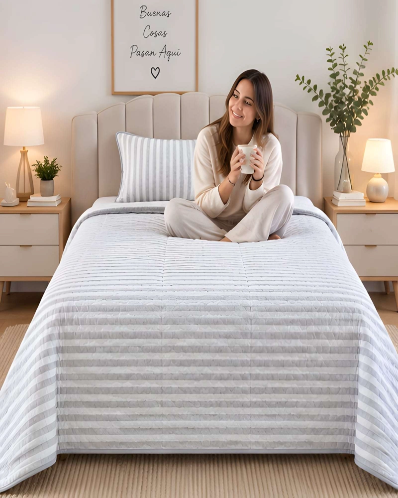 SET CUBRECAMA 1.5 PLAZAS 180X230 CM + ALMOHADA + FUNDA - 2