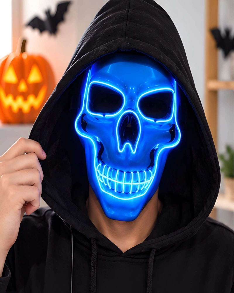MASCARA DE CALAVERA CON LUZ LED PARA HALLOWEEN Y FIESTAS - 4