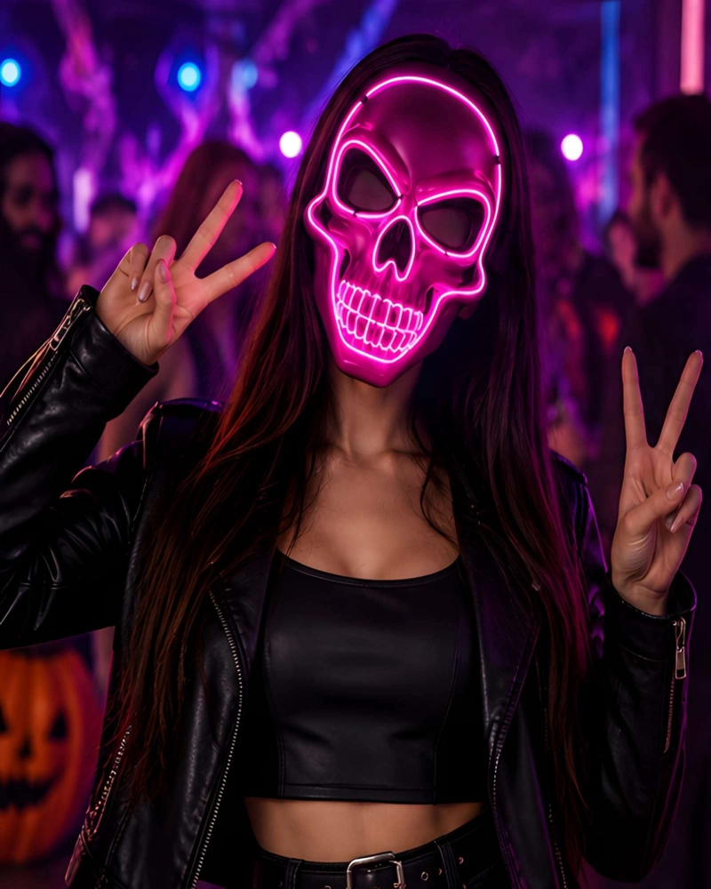 MASCARA DE CALAVERA CON LUZ LED PARA HALLOWEEN Y FIESTAS - 2