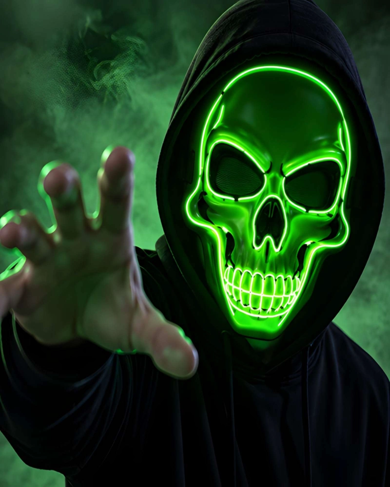 MASCARA DE CALAVERA CON LUZ LED PARA HALLOWEEN Y FIESTAS - 2