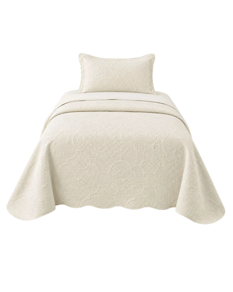 SET QUILT VERANO 1.5 PLAZAS LISO CON RELIEVE Y JUEGO DE SABANAS - 6