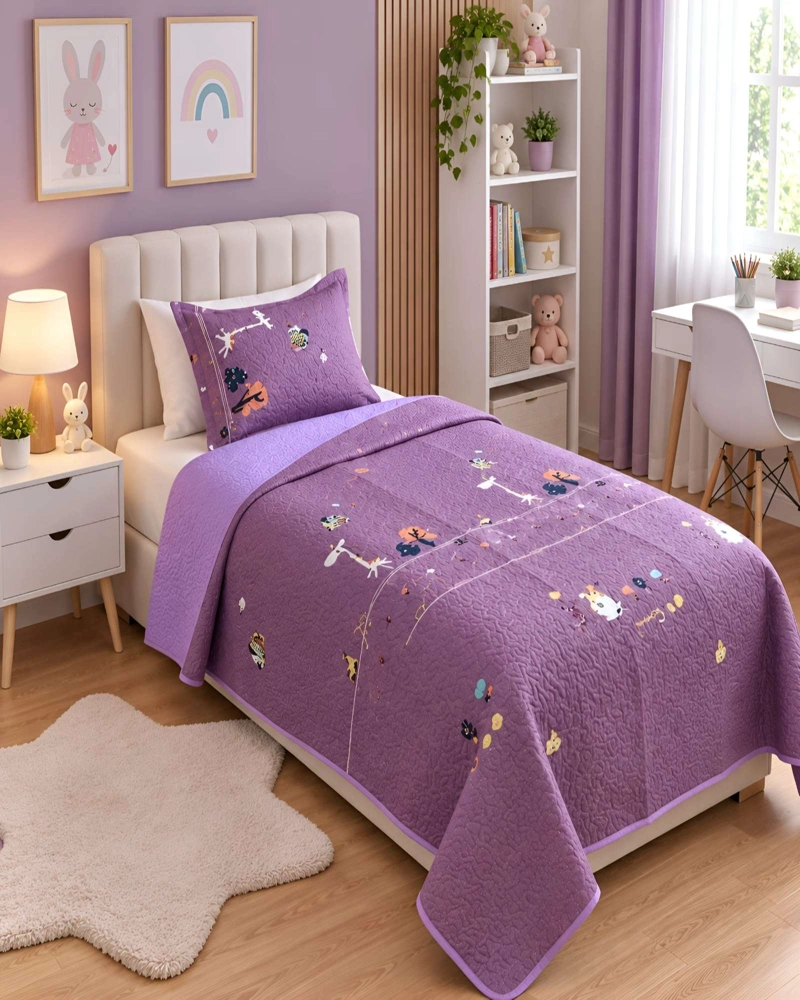 CUBRECAMAS QUILT PLAZA Y MEDIA MAS ALMOHADA TEXTURA SUAVE Y FRESCA - 1