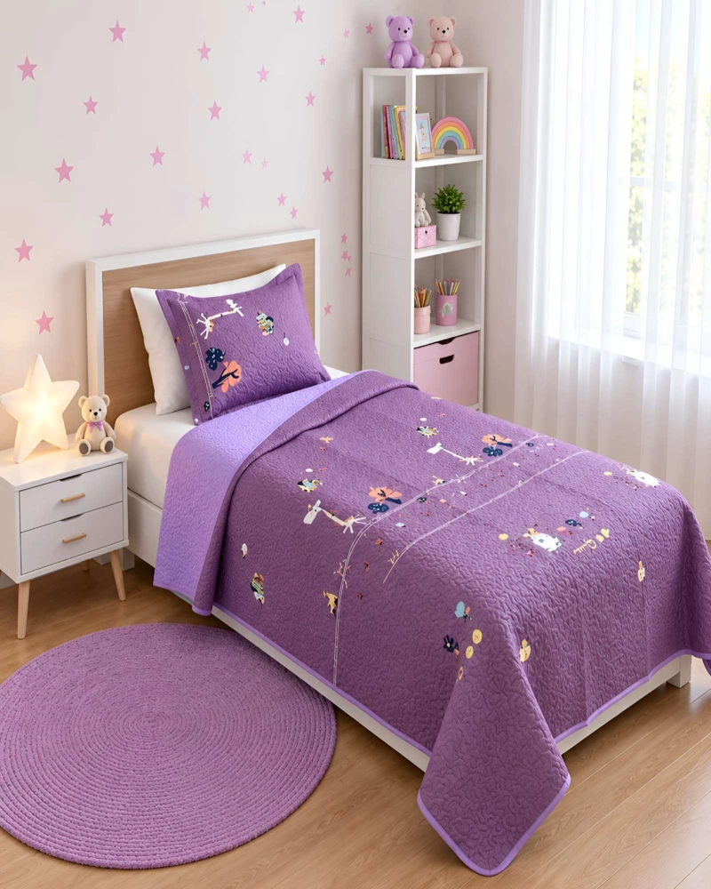 CUBRECAMAS QUILT PLAZA Y MEDIA MAS ALMOHADA TEXTURA SUAVE Y FRESCA - 4