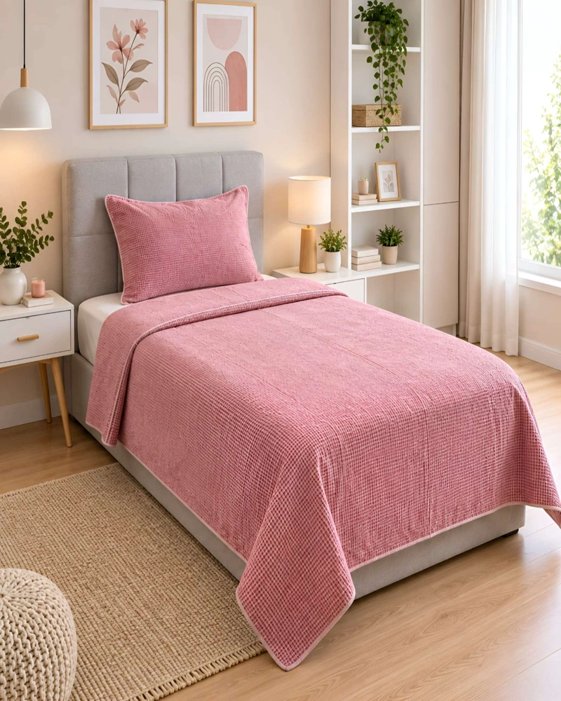 CUBRECAMAS QUILT PLAZA Y MEDIA MAS ALMOHADA TEXTURA SUAVE Y FRESCA - 4