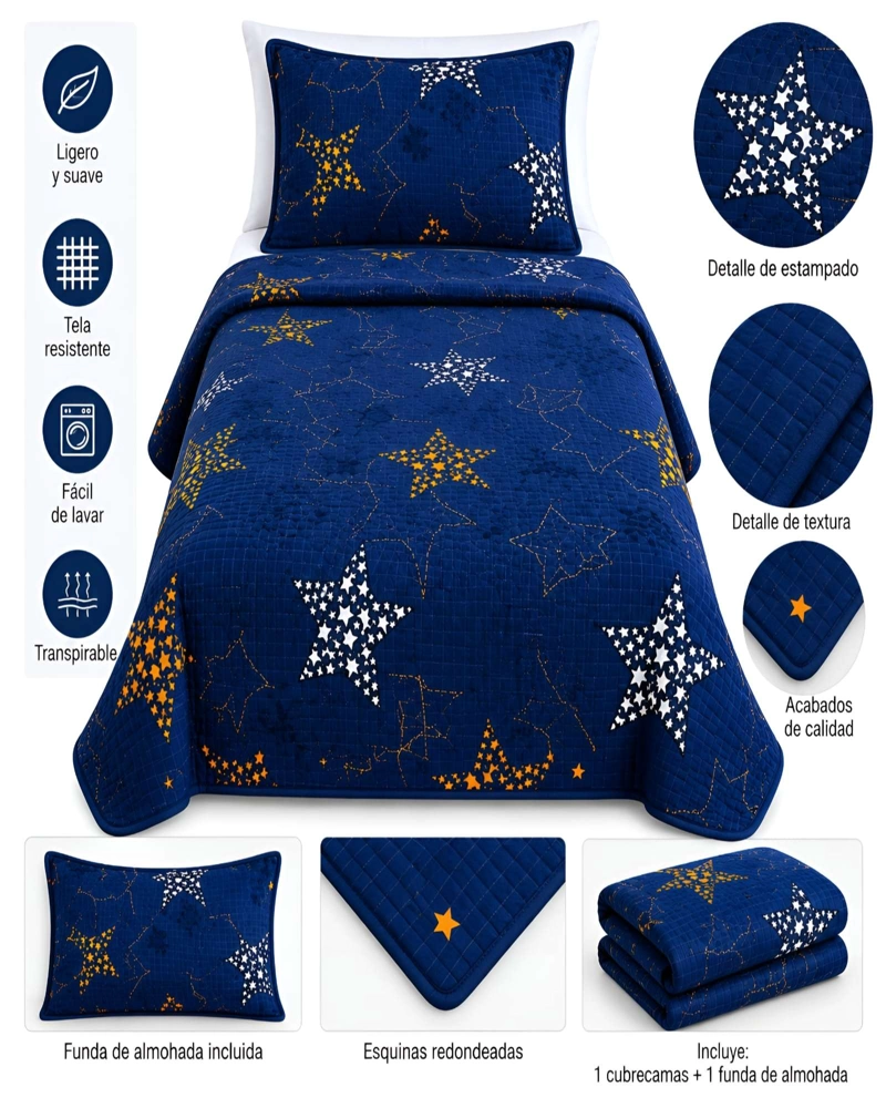 CUBRECAMAS QUILT PLAZA Y MEDIA TEXTURA SUAVE Y FRESCA - 5