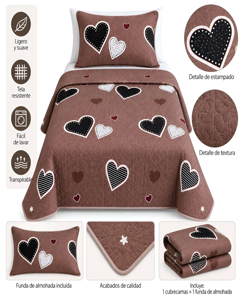 CUBRECAMAS QUILT PLAZA Y MEDIA TEXTURA SUAVE Y FRESCA - 5