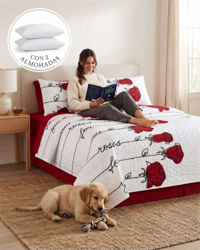 QUILT DE VERANO KING MAS ALMOHADAS TRANSPIRABLE Y SUAVE - 4
