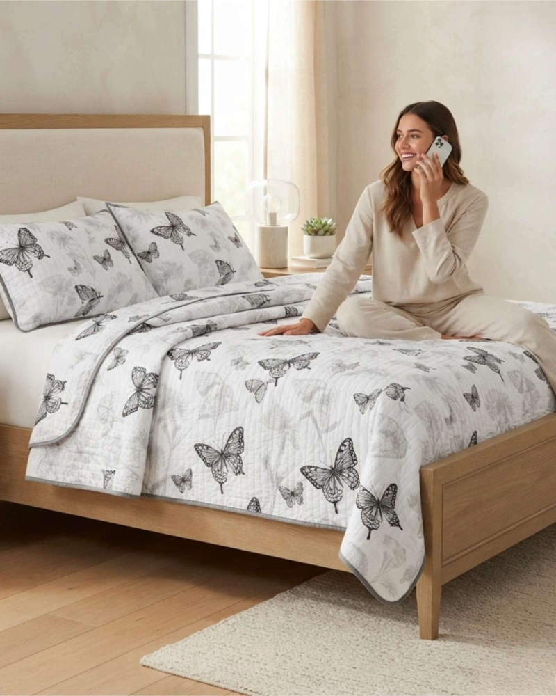 QUILT DE VERANO KING MAS ALMOHADAS TRANSPIRABLE Y SUAVE - 1